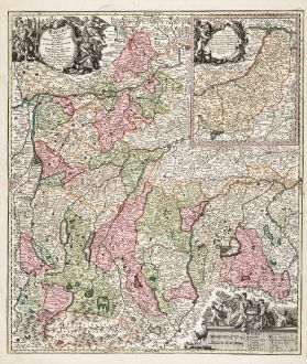 Antique Maps, Seutter, Bavaria, Oberbayern, 1730: Bavariae Pars Superior, designatis Confinibus etiam Provinciis