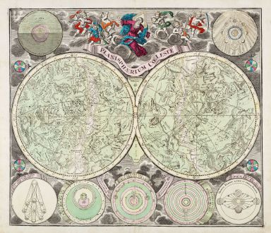 Antique Maps, Seutter, Celestial Charts, 1730: Planisphaerium coeleste