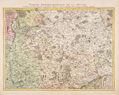 Antike Landkarten, de l Isle, Baden-Württemberg, Franken, Nordwürttemberg: Partie Septentrionale de la Souabe