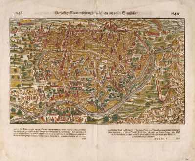 Antike Landkarten, Münster, Ägypten, Ägypten, Kairo, 1575: Warhaffte abcontrafehtung der machtigen und vesten Statt Alkair