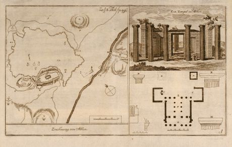 Antike Landkarten, Anonymous, Griechenland, Athen, Akropolis, 1750: Zeichnung von Athen / Ein Tempel zu Athen