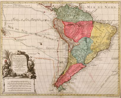 Antique Maps, Lotter, South America, 1770: America Meridionalis Concinnata juxta Observationes Dnn Acad