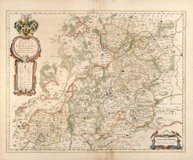 Antique Maps, Blaeu, Poland, Silesia, Glogow, 1650: Ducatus Silesiae Glogani Vera Delineatio