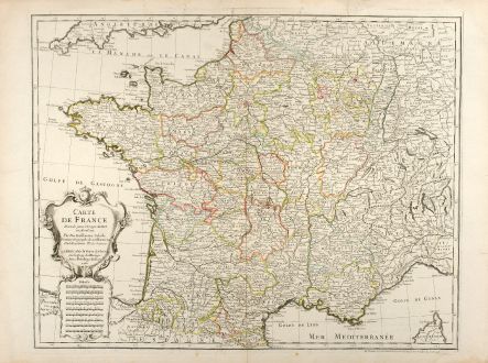 Antique Maps, de l Isle, France, 1731: Carte de France Dressée pour l'Usage du Roy en Avril 1721.