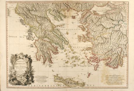 Antique Maps, Faden, Greece, Turkey, 1791: Greece. Archipelago and Part of Anadoli. By L.S. de la Rochette. MDCCXC. London, Published for Willm. Faden, Geographer to...