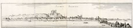 Antike Landkarten, Merian, Frankreich, Saumur, 1657: Saumur, Salmuria