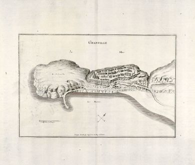 Antique Maps, Merian, France, Granville, 1657: Granville