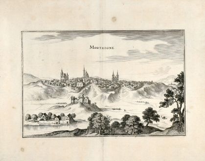 Antique Maps, Merian, France, Mortain, 1657: Mortaigne