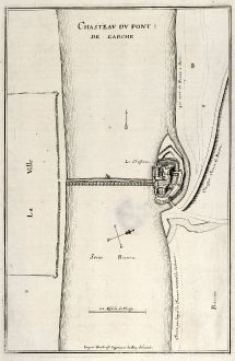 Antique Maps, Merian, France, Chateau de Pont-de-l Arche, 1657: Chasteau du Pont: De L'Arche