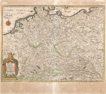 Antique Maps, Merian, Germany, Central Europe, 1650: Nova Totius Germaniae Descriptio Teütschland