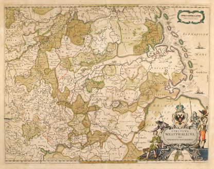 Antique Maps, Blaeu, Germany, North Rhein-Westphalia, Lower Saxony, 1640: Circulus Westphalicus, Sive Germaniae Inferioris