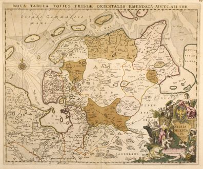 Antique Maps, Allard, Germany, Friesland, 1697: Nova Tabula Totius Frisiae Orientalis Emendata Auct. C. Allard