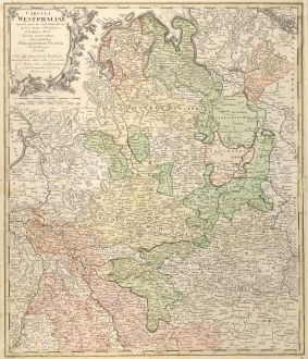 Antique Maps, Homann Erben, Germany, Lower Saxony, North Rhein-Westphalia: Circuli Westphaliae