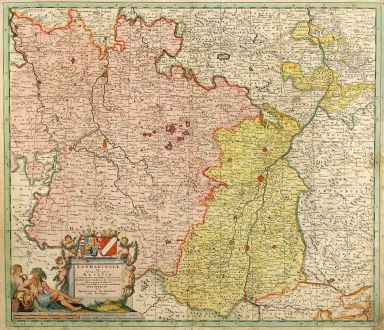 Antique Maps, Danckerts, France, Lorraine, Alsace, Breisgau, 1696: Lotharingiae et Utriusque Alsatiae