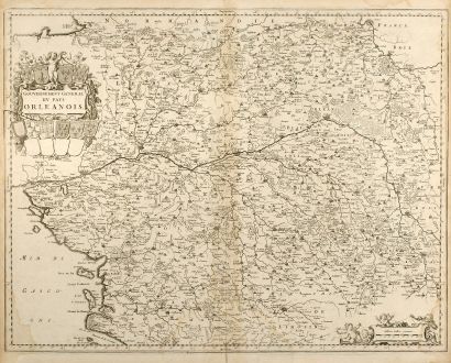 Antique Maps, Blaeu, France, Centre, Limousin, Poitou-Charentes, 1660: Gouvernement General du Pays Orleanois