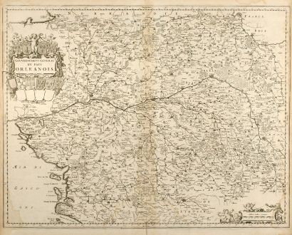 Antike Landkarten, Blaeu, Frankreich, Centre, Limousin, Poitou-Charentes, 1660: Gouvernement General du Pays Orleanois