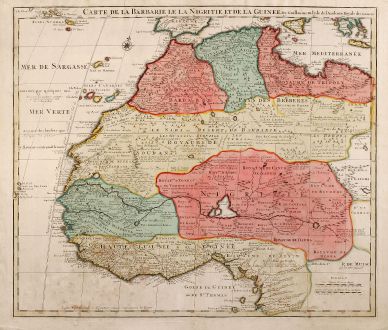 Antique Maps, de l Isle, West Africa, North West Africa, 1700: Carte De La Barbarie Le La Nigritie Et De La Guinee