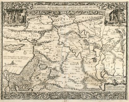 Antique Maps, Anonymous, Middle East, Mediterranean, Cyprus, Iraq, Iran: Die Gelegenheit des Paradeis und des Landes Canaan, sambt den erst Bewohnten Länderen der Patriarchen aus H. Schrift u...