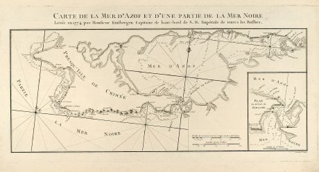 Antique Maps, Tardieu, Russia, Crimea, Black Sea, Sea of Azov, 1783: Carte de la Mer d'Azof et d'une Partie de la Mer Noire