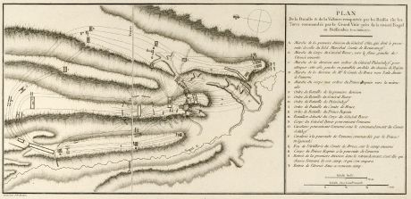 Antique Maps, Tardieu, Romania - Moldavia, Battle of Cahul, 1783: Plan de la Bataille & de la Victoire remportée par les Russes sur les Turcs commandés par le Grand Visir près de la...