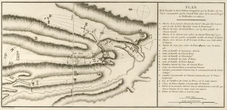 Antike Landkarten, Tardieu, Rumänien - Moldawien, Schlacht von Cahul, 1783: Plan de la Bataille & de la Victoire remportée par les Russes sur les Turcs commandés par le Grand Visir près de la...