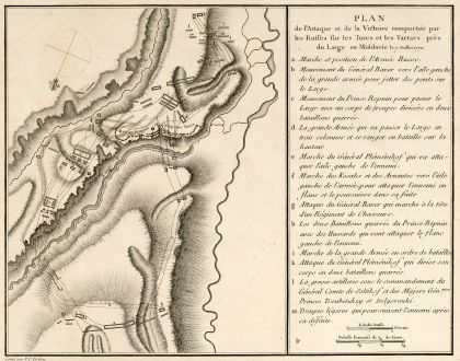 Antique Maps, Tardieu, Romania - Moldavia, Battle of Large, 1783: Plan de l'Attaque & de la Victoire remportée par les Russes sur les Turcs et les Tartars près du Large en Moldavie le 7...