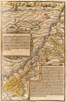 Antike Landkarten, Münster, Heiliges Land, Palästina, Israel, Zypern, 1550: [Holy Land, Cyprus]