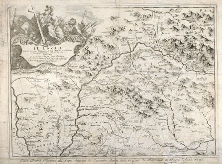 Antike Landkarten, Rossi, Italien, Lazion, Abruzzen, 1693: Parte Prima Terrestre del Latio, descritta da Giacomo Ameti ... / Parte Seconda Terrestra del Latio ...