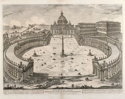 Antike Landkarten, Barbault, Italien, Rom, Vatikan, Petersplatz, Petersdom, 1760: Veduta della Basilica e Piazza di S. Pietro in Vaticano.