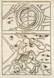 Antique Maps, Bellin, China, Hu Chew Fu, Vusihyen, 1749: Vusihyen / Hu Chew Fu, Hou-Tcheou-Fou