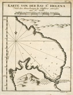 Antique Maps, Bellin, Saint Helena, 1749: Karte von der Bay St. Helena