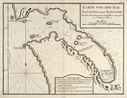 Antique Maps, Bellin, South Africa, Saldanha Bay, 1749: Karte von der Bay Saldana oder Saldane