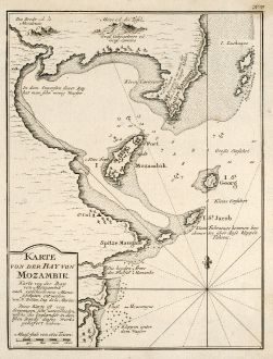 Antique Maps, Bellin, Southeast Africa, Mozambique, 1749: Karte von der Bay von Mozambik