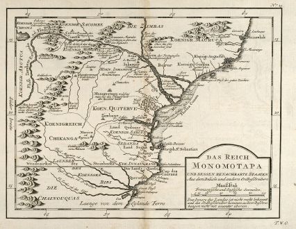 Antique Maps, Bellin, Southeast Africa, Mozambique, 1749: Das Reich der Monomotapa und dessen benachbarte Staaten