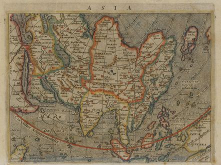 Antique Maps, Magini, Asian Continent, 1597 (1604): Asia