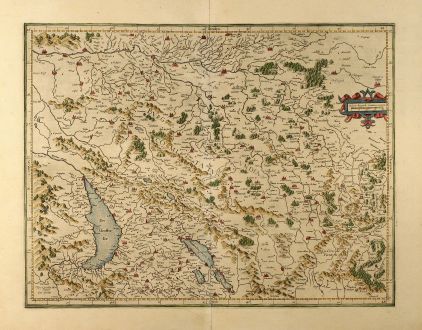 Antique Maps, Mercator, Switzerland, Burgundy, 1610: Burgundia superior sive liber comitatus