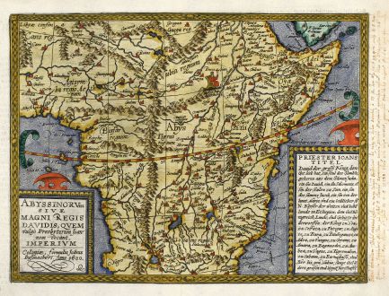 Antique Maps, Quad, Central Africa, Prester John, 1600: Abyssinorum sive Magni Regis Davidis, quem vulgo Presbyterum Joannem Vocant, Imperium