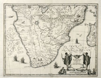 Antique Maps, Merian, South Africa, 1650: Aethiopia Inferior vel Exterior Monomotapa