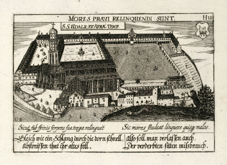 Antike Landkarten, Meissner, Deutschland, Augsburg, 1638: S. S. Udalr. Et Afrae Temp.