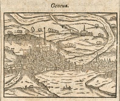 Antike Landkarten, Saur, Schweiz, Genf, 1608: Geneua