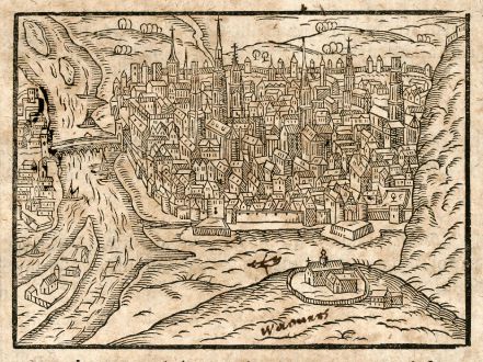 Antique Maps, Saur, France, Rouen, 1608: [Rothomagus/Roan]