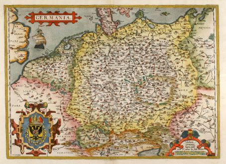 Antike Landkarten, Ortelius, Deutschland, 1595: Germania.