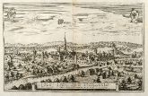 Antique town view of Wangen, Allgäu, Bavaria. Printed in Frankfurt by M. Merian in 1643.