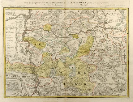 Antique Maps, Homann Erben, Germany, Rhineland-Palatinate, 1745: Inferioris Comitatus Cattimeli-bocensis