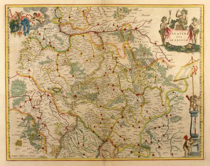 Antike Landkarten, Janssonius, Deutschland, Rheinland-Pfalz, 1650: Palatinatus ad Rhenum