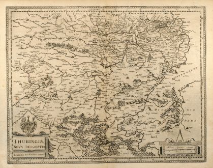 Antique Maps, Janssonius, Germany, Thuringia, 1650: Thuringiae Nova Descriptio