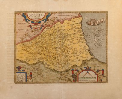 Antique Maps, Ortelius, Italy, Abruzzo, 1612: Aprutii Ulterioris Descriptio 1590