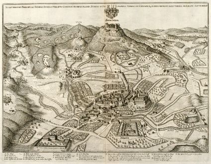 Antike Landkarten, Merian, Deutschland, Baden-Württemberg, Hechingen, Hohenzollern: Illustrissimo Principi ac domino Philippo Comitiin Hohenzollern, domino in Sigmaring: Vering : et Schwabeg ...