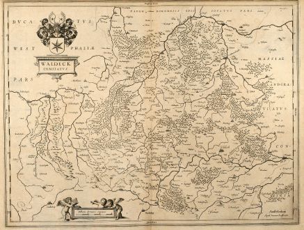 Antique Maps, Janssonius, Germany, North Rhine-Westphalia, Hesse, Waldeck: Waldeck Comitatus