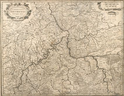 Antique Maps, Hondius, Germany, Rhineland-Palatinate, 1630: Archiepiscopatus Trevirensis Descriptio Nova